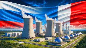 Illustration de la compétition technologique entre la Russie et la France dans le domaine du nucléaire. Image réalisée par IA.