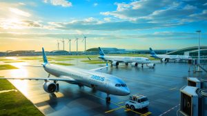 Illustration de la collaboration entre Airbus et la Chine pour le développement du carburant d'aviation durable. Image réalisée par IA.