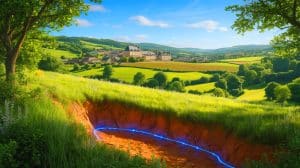 Illustration de la découverte de lithium sous la commune de Saint-Flour en Haute-Loire. Image réalisée par IA.