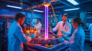 Illustration de l'innovation dans la miniaturisation des accélérateurs plasma-laser au Lawrence Berkeley National Laboratory.