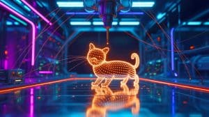 Illustration de la plus petite vidéo du monde réalisée avec des atomes de rubidium manipulés par des lasers.
