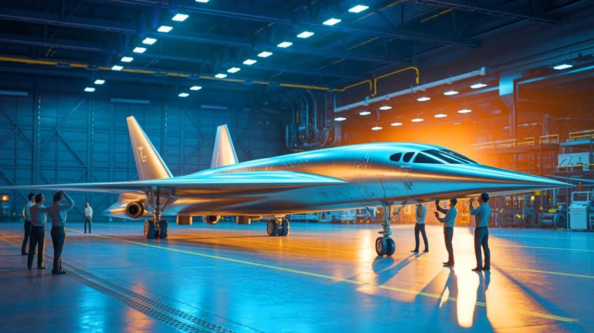 Cette invention révolutionnaire explose le record de vitesse et bouleverse l’aviation comme jamais auparavant Illustration de l'assemblage du Quarterhorse Mk 2 dans le hangar d'Atlanta par l'entreprise Hermeus.