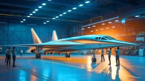 Cette invention révolutionnaire explose le record de vitesse et bouleverse l’aviation comme jamais auparavant Illustration de l'assemblage du Quarterhorse Mk 2 dans le hangar d'Atlanta par l'entreprise Hermeus.