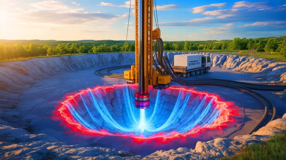 Les scientifiques américains maîtrisent une source d’énergie 50 000 fois plus puissante que tous vos besoins actuels Illustration de la technologie de forage par ondes millimétriques de Quaise Energy transformant le granite en vapeur.