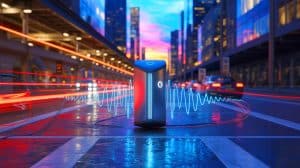 Illustration de la conversion des vibrations ambiantes en électricité par un dispositif auto-ajustable.