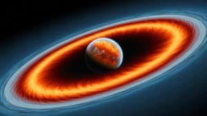 Illustration de la formation de lunes autour de l'exoplanète CT Cha b, capturée par le télescope James Webb.