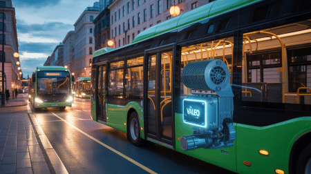 Illustration of Valeo's innovative electric compressor for buses.
