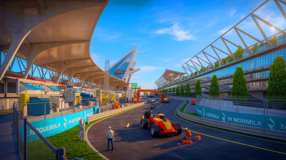 Madrid choisit le savoir-faire français pour son circuit F1 : un projet ambitieux pour 110 000 spectateurs Illustration de la construction du circuit urbain Madring à Madrid par Eiffage, intégrant des infrastructures modernes et durables.